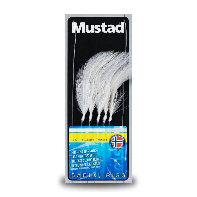 Mustad 5 Hook White Feathers Rig